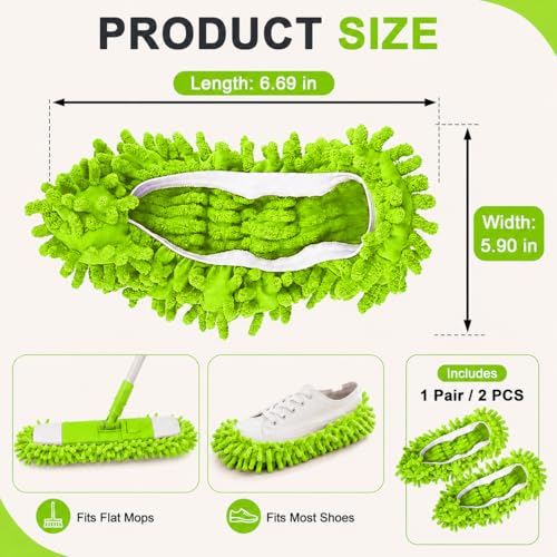 Mop Slippers Floor Cleaning Slippers Reusable Slipper Mop Covers Wearable Floor Cleaner for Household Indoor Use ,Greener - color: Greener