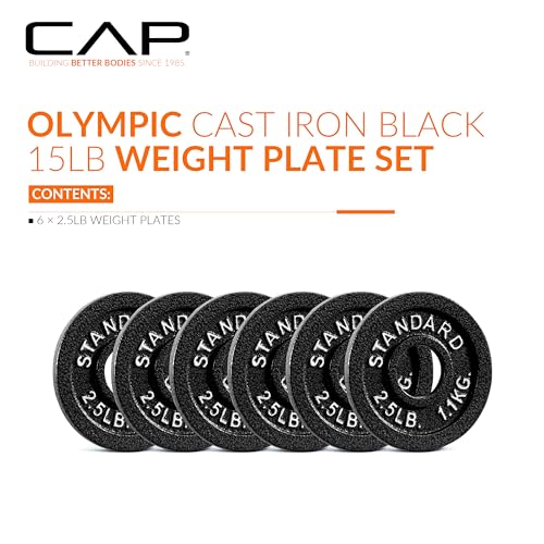 CAP Barbell 2-Inch Olympic Weight Plate | Multiple Options - size: 2.5 lb - Set of 6, style: Classic - Black
