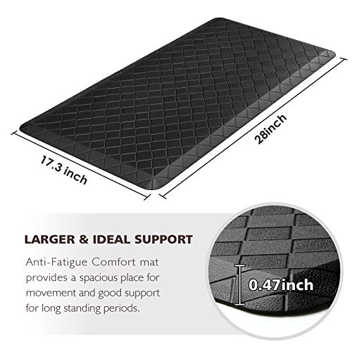 HappyTrends Floor Mat Cushioned Anti-Fatigue ,17.3"x28",Thick Waterproof Non-Slip Mats and Rugs Heavy Duty Ergonomic Comfort Rug for Kitchen,Floor,Office,Sink,Laundry,Black - color: Black, size: 28"L x 17.3"W x 0.5"Th