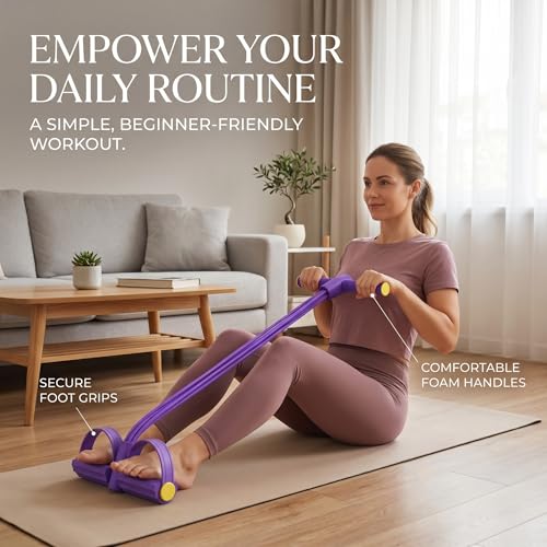 Pedal Resistance Band with Handle: Multifunction Foot Pedal Exercise Bands for Working Out - 8-Tube Rubber Up to 60 Lb - At Home Workout Equipment for Women - Abdomen/Waist/Arm/Leg