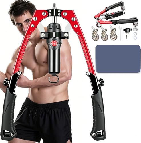 3 in 1 Twister Arm Trainer, Adjustable 22-440 lbs Hydraulic Power Chest Workout Equipment with Ab Roller Wheel, Home Gym for Full Body Strength Training, Arm Exerciser Chest Trainer for Men Women
