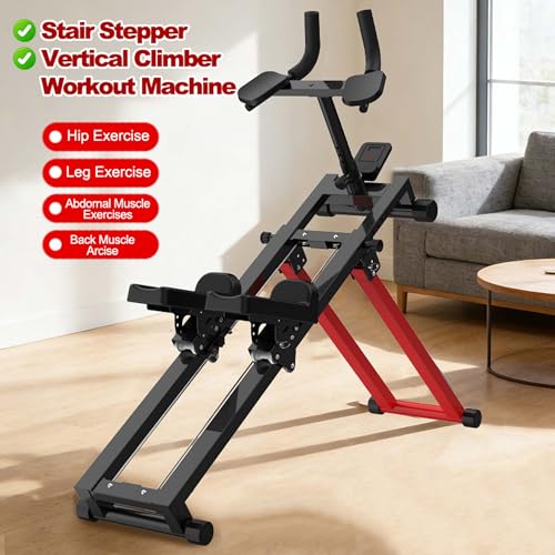 3-in-1 Spine Twist Stretcher & Stair Stepper & Waist Trainer, Multifunctional Trainer Adjustable Back Stretcher Machine for Lower Back Exercise, Core Activation & Full-Body Workout - color: Black Red