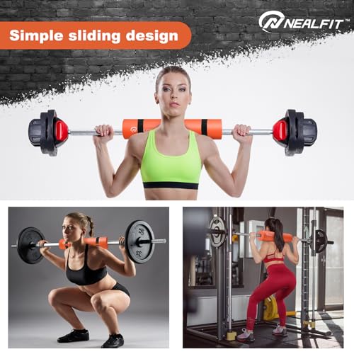 NEALFIT Barbell Pad Squat Pad for Squats—Squat Bar Pad—Great for Weightlifting,Lunges and Hip Thrusts—Foam Sponge Pad—Fit Standard and Olympic Bars Perfectly - color: Orange