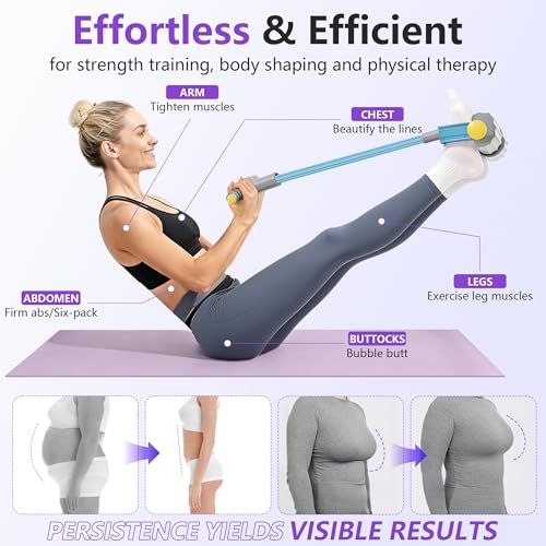Upgraded Pedal Resistance Band with Handle, Soft Durable Fashion Puller Exercise with Thickened 6 Tension Ropes, Tube Pedal Resistance Device for Abdomen, Waist, Arm, Leg, Core/ABS - color: Gray & Blue