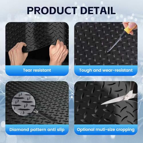 StellarStar 12x20 FT Garage Floor Mat, 2.8mm Thickened PVC Flooring Roll for Under Car, 240 SQFT Diamond Plate Black Garage Mats for Garage, Warehouse, Basement, Factory, Trailer (Include Tapes) - color: Black, size: 12x20 FT