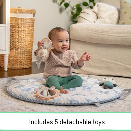Ingenuity Cozy Spot Reversible Duvet Baby Play Gym & Play Mat with Wooden Toy bar - Elephant March (Neutral Safari), Newborn and up - color: Elephant March