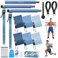 Upgraded Pilates Bar Kit with Resistance Bands Natural Latex for Women & Men, Heavy-Duty Stainless Steel Multifunctional Yoga Pilates Stick for Home Gym Exercise Fitness Equipment Full-Body Workouts - color: Muted Blue
