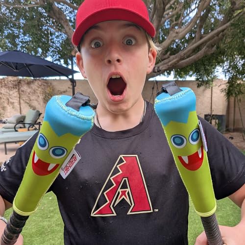 Handle Cover - Baseball Bat Cover Sleeve Protects Vehicle & Bat Grip - Batting Gloves & Helmet Companion with Zippered Hook - Softball Accessory - color: Monster