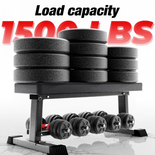FITK360 Flat Weight Bench, 1500LBS Heavy Solid Build & High Stability Workout Bench for Men Women, Multi-Purpose Exercise Bench for Weight Lifting Core Full Body Training, Black Home Gym Equipment