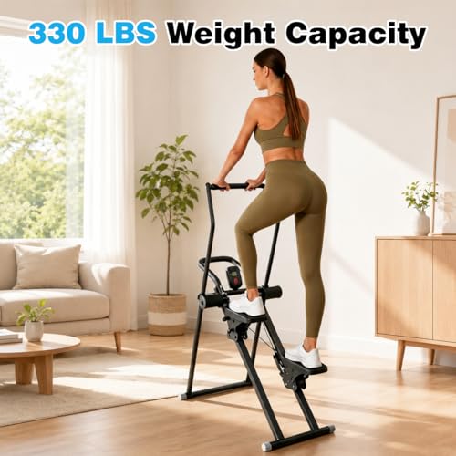 Stair Stepper Ab Machine for Home Gym, Multi-functional Full-Body Workout Equipment, Compact Folding Stair Climber with Oversized Pedal, 90% Pre-Assembled Stairmaster