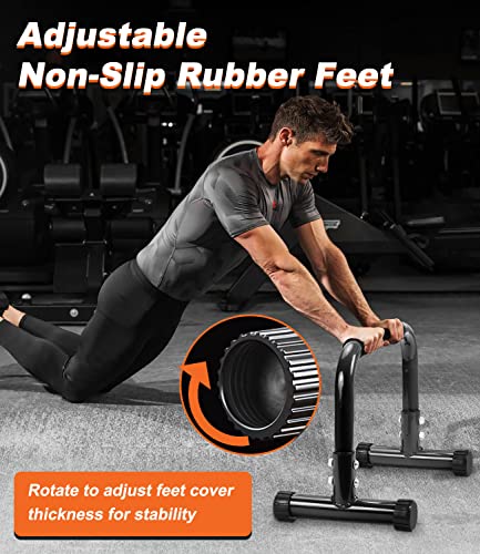 Push Up Bar, 12 Inch High Non-Slip Parallettes Bars & Dip Bars With Foam Handles, Heavy-Duty No Wobbling Calisthenics Equipment For Handstand, L-Sit, Gymnastics, Strength Training Home Gym Use - color: Black