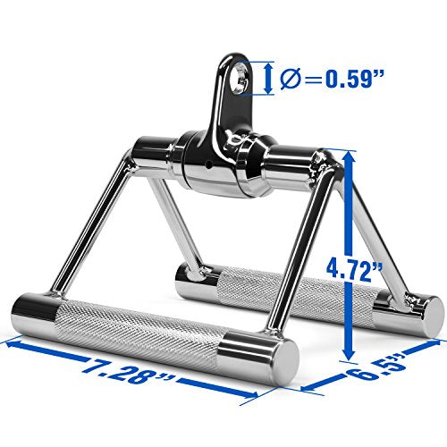 Yes4All Cable Machine Attachment, Double D Handle & Tricep Rope Cable Attachment, Weight Machine Accessories Load 880 LB for Home Gym - color: F. Double Row Rotate Chrome