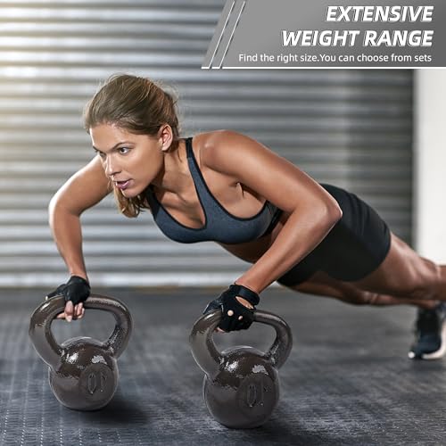 Elevon Cast Iron Kettlebell Weights for Home Gym, Heavy Duty Strength Training, Workout Equipment for HIIT, Functional Fitness