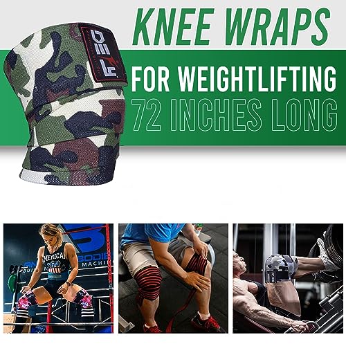 DEFY Knee Wraps for Weightlifting - Provides Knee Support for Powerlifting, Squats & Fitness Workouts - color: Green Camo