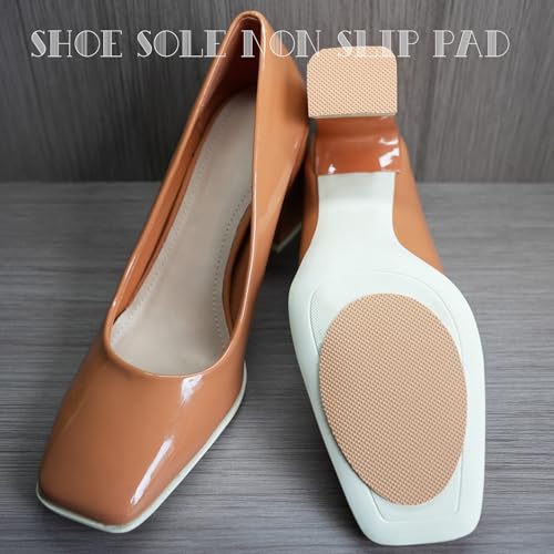 UNIKSTEP 6 Pairs (12 Pieces) Shoe Sole Non Slip Pads, Anti Skid Self Adhesive Rubber Grips, Shoe Bottom Front Sole and Heel Noise Reduction Protector Cushions (Khaki) - color: Khaki
