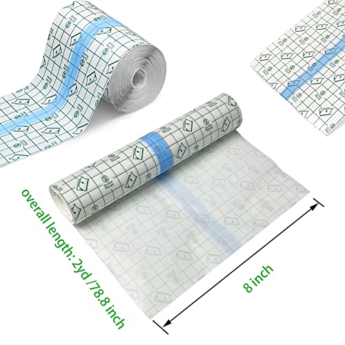Tattoo Aftercare Bandage Roll 8" x 2 Yard - Waterproof Transparent Film for Tattoos Initial Healing and Skin Repair Adhesive Supply Wrap - size: 8 x 72 Inch