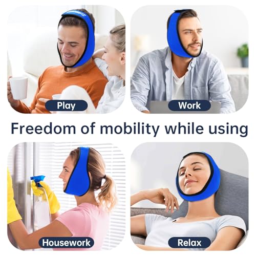ZNÖCUETÖD Wisdom Teeth Ice Pack Face Head Wrap for Wisdom Teeth Removal Toothache Pain Relief, TMJ, Jaw Ice for Face Oral Surgery, Dental Implant with 4 Reusable Hot Cold Gel Packs (Royal Blue) - color: Royal Blue