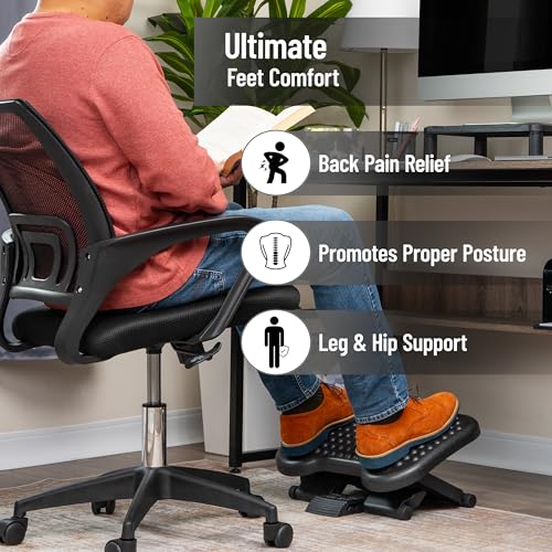 Mind Reader Foot Rest, Under Desk at Work, Ergonomic, Height Adjustable, Office, Plastic, 17" L x 13" W x 6.25" H, Set of 2, Black - size: 2-Pack