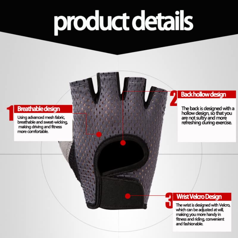 KEYDUACU Workout Gloves,Weight Lifting Fingerless Gym Exercise Gloves,Men's and Women's Anti-calluses Must-Have Fitness Gloves, Lightweight and Breathable - color: gray, size: Large