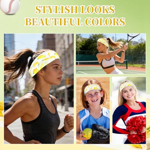 YARIEW 6Pcs Headbands Paisley Bandanas Head Bands Sweat Band Hair Wrap Headwrap Fashion Boho Wide Thick Workout Yoga Elastic Headbands Mens Cooling Running Sports Headband Sweatbands for Women and Men - color: Yellow Banana