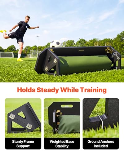 VEVOR Soccer Rebounder Board, Mult-Adjustable Angles Portable Soccer Rebound Wall, Foldable Kickback Board, Soccer Practice Equipment, Ideal for Kids & Adults Passing & Shooting Drills - size: 40" x 12"