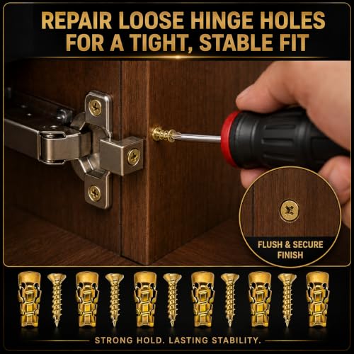 6×14mm Short Expansion Screw Set,Door Hinge Thread Repair Screws,Wall Anchors Screws Fit 6mm Holes for Tile Stone Wood Door,30PCS