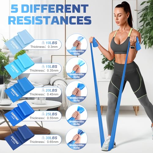 5 Pcs Resistance Bands, Professional Exercise Bands Elastic Stretch Bands for Fitness Yoga Pilates Stretching Strength Training, Workout Bands for Women and Men Home Gym - color: Blue, size: 1.5m