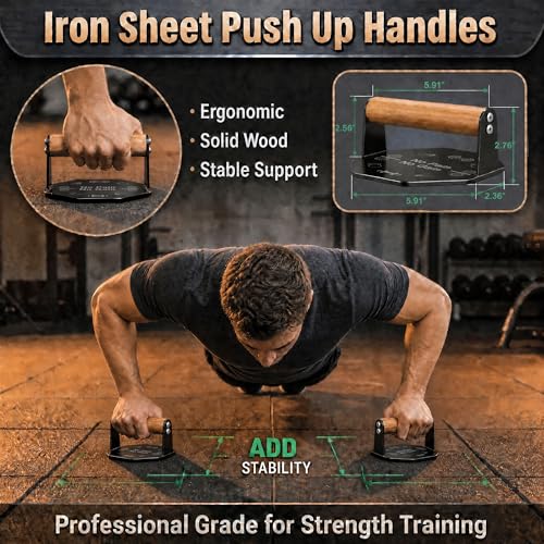 Heavy Duty Push Up Bars with Beech Wood Handles, Iron Push Up Stands for Floor, 220LBS Support Non-Slip Portable Pushup Handles, Home Gym Equipment for Chest Arm Full Body Strength Training Men - color: Black (octagonal pattern)
