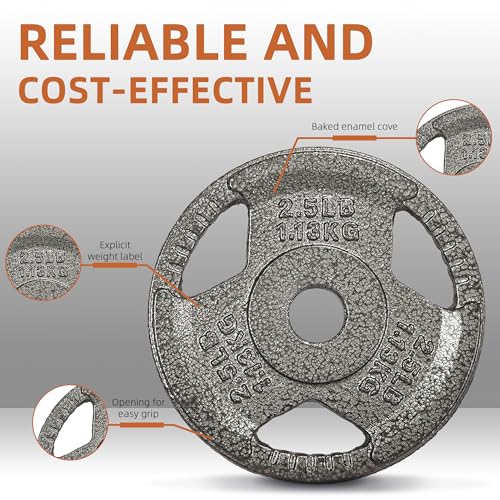 Fitvids 1 Inch Standard Barbell Weight Plates, 2.5 LB to 45 LB Plates for Home Gym Strength Training, Triple-handle Design - style: 2.5LBx 4