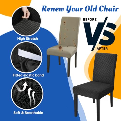 YEMYHOM 2 Packs Latest Checkered Dining Chair Slipcover Parsons Chair Furniture Protector Stretch Chair Covers for Dining Room, Restaurant, Kitchen, Party (Black) - color: Black, size: 2 Packs - Dining Chair