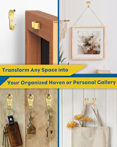 Uniclife 230 Pcs Heavy Duty Picture Hanging Kit, Picture Hanging Hooks,Gold | Picture hangers,10-100 lb weight ratings, for drywall & wood, frame hooks for hanging photos mirrors paintings - size: 230 Pcs, style: Gold