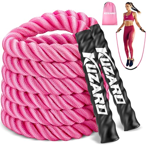KUZARO Jump Rope, Weighted Jump Rope for Women, Heavy Jump Ropes for Fitness, Home Gym Exercise Equipment, Adult Skipping Rope for Improve Strength, Weight Loss, Boxing Training,Total Body Workout Equipment - color: Pink 3.5lb