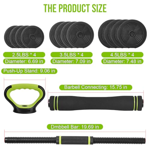 Adjustable Dumbbell Set, Adjustable Weights 30/44 /66/88 LBS Free Weight Set for Home Gym - size: 44 LB-Round