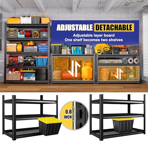 Garage Shelving-5 Tier Storage Shelves, Adjustable Heavy Duty Metal Shelving Unit and Storage Large Wire Rack, Utility Steel Shelf for Warehouse Industrial Pantry Basement -78"x46"x20", Black - size: Wire/46"Wx20"Dx78"H