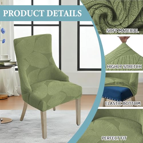 Jacquard Wingback Dining Chair Covers Stretch Wing Back Side Chair Slipcover Accent Chair Cover Slipcover with Arm Chair Protector Cover for Dining Living Room (Green, 2PCS) - color: B- Green, size: 2 PCS