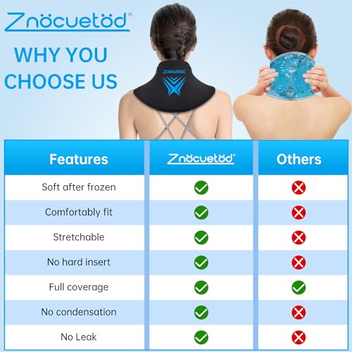 Neck Ice Pack Wrap Reusable Gel Ice Packs for Cervical Injuries Pain Relief, Flexible Cold Hot Compress Therapy for Shoulder Swelling, Bruises, Stiff Neck, Migraine, Surgery Recovery Gift Women Men - style: Neck-Black