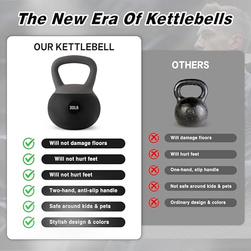 ALTLER Soft Kettlebell 10-50LBS Safe Strength Training Kettlebell Anti-Slip Grip Weight for Home Workouts and Men/Women/Beginners - size: 30LB