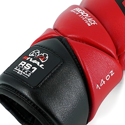 RIVAL Boxing RS1 2.0 Ultra Pro Sparring Gloves, Lace-up Closure - Super-Resistant Microfiber, Soft Inner Lining, and High-Density Padding - color: Red, size: 18 oz.