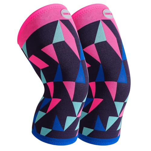 Sport Knee Brace for Women & Men - Knee Compression Sleeve for Running Knee Pain, Workout Sports Brace for dancing, Basketball, Fitness, Hiking(Geometric Figure, M, 2 Pack) - size: Medium, style: Geometric Figure