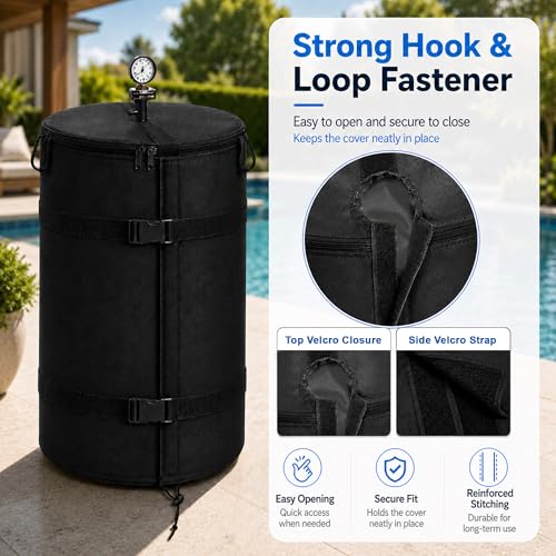 2 Pack Pool Filter Cover, Heavy Duty Pool Equipment Cover for for wide range of cartridge and D.E. filters, UV Resistant Pool Pump Enclosure with Adjustable Straps & Top Zipper