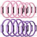 12 Pcs Pilates Rings 14 Inch and 12 Inch Exercise Ring Magic Circle Yoga Ring Lightweight Flexible Workout for Fitness Training Physical Therapy Full-Body Toning and Shaping - color: Pink,Purple