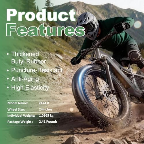 2 Pack of Fat Tire Bike Inner Tubes, 20/24/26 X4.0 Heavy Duty Bike Tube, Inner Tube with 32mm Schrader Valve for Snow Mountain Bike E-Bike - size: 24*4.0 (2 Pack)