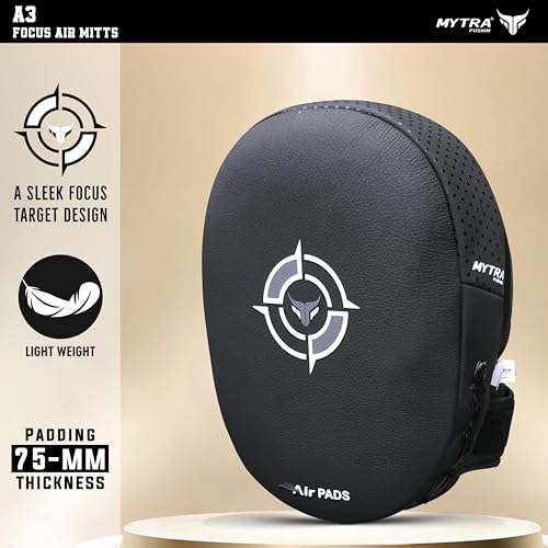 Mytra Fusion Air Boxing Mitts Real Leather Boxing Pads for MMA Muay Thai Training and Martial Arts Punching Pads Kickboxing Focus Mitt and Focus Pads with Pair