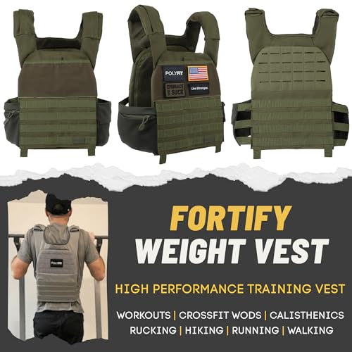 Polyfit Fortify Weighted Vest - Workout Vest for Men & Women - color: Green