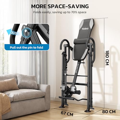 YOLEO Gravity Inversion Table for Back Pain Relief 2026 New Inversion Table w/Lumbar Support Easy to Assemble Back Stretcher Machine 300 lbs - color: Grey