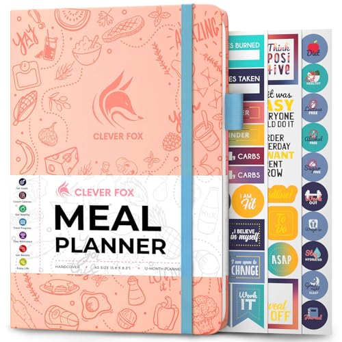 Clever Fox Weekly Meal Planner - Weekly & Daily Meal Prep Journal with Shopping and Grocery Lists for Menu Planning, Healthy Diet & Weight Loss Tracking, Lasts 1 Year, Undated, A5 - Light Pink - color: Light Pink