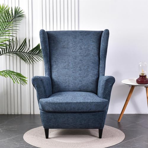 NILUOH Wingback Chair Slipcover 2-Piece Stretch Wingback Chair Sofa Slipcover Armchair Cover Printed Furniture Protector Couch Soft with Elastic Bottom for Living Room, Grey - color: Grey-1