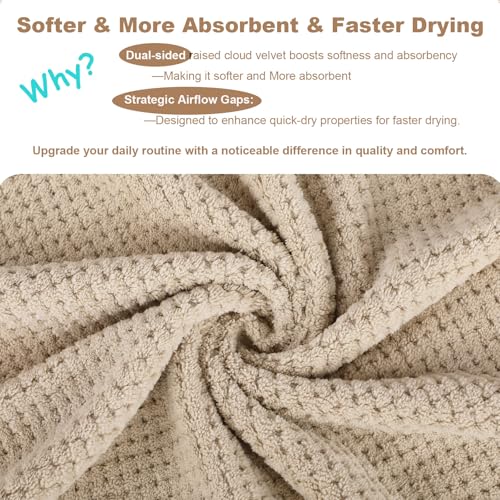 2 Pack Bath Towel Set, Lightweight Waffle Bath Towel Set, Microfiber Super Soft Highly Absorbent, Sturdy Quick Drying Towels for Bathroom, Gym, SPA, Yoga (2 Piece 27" x 55", Coffe) - color: Coffee, size: 27 x 55 Inch