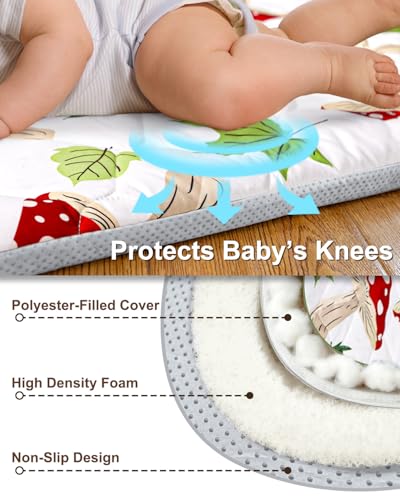 Baby Play Mat, 50x50 Playpen Mat with Machine Washable Cover | Removable, Thicken Cushioning Playmats for Baby, Non-Slip Bottom, Easy to Clean for Infants, Mushroom - color: Mushroom, size: 50" X 50"