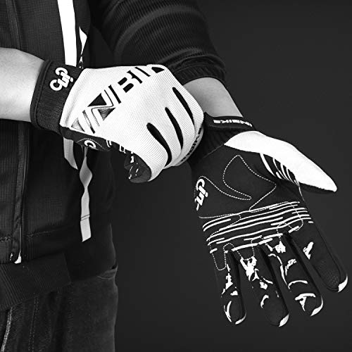 INBIKE Cycling Gloves for Men/Women Bike Gloves with Touchscreen-Padded Anti-Slip Mountain Biking MTB Bicycle Gloves for Cycling/Workout/Gym/Outdoor - color: White, size: Medium